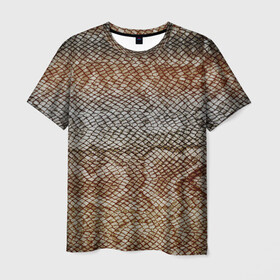 Мужская футболка 3D с принтом Snake skin в Тюмени, 100% полиэфир | прямой крой, круглый вырез горловины, длина до линии бедер | animal | leather | natural | skin | snake | texture | wild