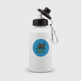 Бутылка спортивная с принтом Упоротый кот в Тюмени, металл | емкость — 500 мл, в комплекте две пластиковые крышки и карабин для крепления | кот | котэ | мышка | усатый | шерстяной