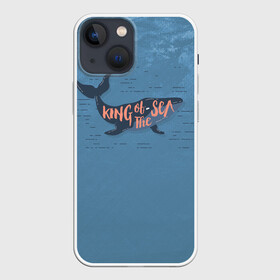Чехол для iPhone 13 mini с принтом Король моря в Тюмени,  |  | king | sea | whale | звезда | звезды | кит | киты | король | луна | моря | на синем | ночь