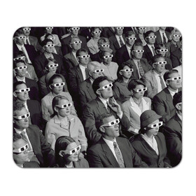 Коврик для мышки прямоугольный с принтом Люди смотрят фильм в 3d очках в Тюмени, натуральный каучук | размер 230 х 185 мм; запечатка лицевой стороны | 20 век | 3д очки | art | black white | cinema | color | emotions | history | human | jacket | man | movie | nostalgia | retro | woman | женщина | искусство | история | кино | кинотеатр | классика | мужчина | ностальгия | пиджак | р