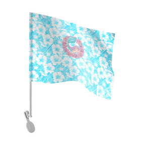 Флаг для автомобиля с принтом Русалочка и цветы в Тюмени, 100% полиэстер | Размер: 30*21 см | flowers | mermaid | морская | русалка | русалочка | ундина | цветы