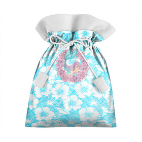 Подарочный 3D мешок с принтом Русалочка и цветы в Тюмени, 100% полиэстер | Размер: 29*39 см | flowers | mermaid | морская | русалка | русалочка | ундина | цветы
