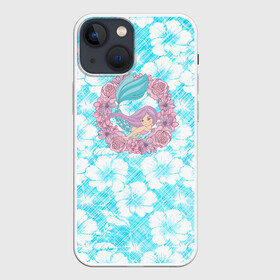 Чехол для iPhone 13 mini с принтом Русалочка и цветы в Тюмени,  |  | flowers | mermaid | морская | русалка | русалочка | ундина | цветы
