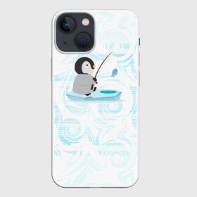 Чехол для iPhone 13 mini с принтом Пингвин рыбачит в Тюмени,  |  | fish | fishing | ловит рыбу | пингвин | рыба | рыбалка | рыбачит