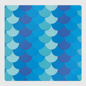 Магнитный плакат 3Х3 с принтом Синяя чешуя рыбы в Тюмени, Полимерный материал с магнитным слоем | 9 деталей размером 9*9 см | fish | water | вода | море | морское | очки | рыба | рыбка | синяя | чешуя