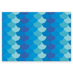 Поздравительная открытка с принтом Синяя чешуя рыбы в Тюмени, 100% бумага | плотность бумаги 280 г/м2, матовая, на обратной стороне линовка и место для марки
 | fish | water | вода | море | морское | очки | рыба | рыбка | синяя | чешуя