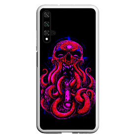 Чехол для Honor 20 с принтом Череп Осьминог Octopus Skull в Тюмени, Силикон | Область печати: задняя сторона чехла, без боковых панелей | Тематика изображения на принте: animal | beast | kraken | monster | ocean | octopus | sea | skull | water | waves | вода | животные | звери | кракен | монстр | море | океан | осьминог | рыбы | череп | щупальца