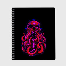 Тетрадь с принтом Череп Осьминог Octopus Skull в Тюмени, 100% бумага | 48 листов, плотность листов — 60 г/м2, плотность картонной обложки — 250 г/м2. Листы скреплены сбоку удобной пружинной спиралью. Уголки страниц и обложки скругленные. Цвет линий — светло-серый
 | animal | beast | kraken | monster | ocean | octopus | sea | skull | water | waves | вода | животные | звери | кракен | монстр | море | океан | осьминог | рыбы | череп | щупальца