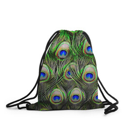 Рюкзак-мешок 3D с принтом peacock в Тюмени, 100% полиэстер | плотность ткани — 200 г/м2, размер — 35 х 45 см; лямки — толстые шнурки, застежка на шнуровке, без карманов и подкладки | pavonine | peacock | peafowl | plumage | павлин