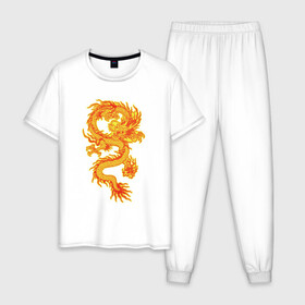 Мужская пижама хлопок с принтом Дракон и машина в Тюмени, 100% хлопок | брюки и футболка прямого кроя, без карманов, на брюках мягкая резинка на поясе и по низу штанин
 | Тематика изображения на принте: дракон | дракончик | китайский дракон