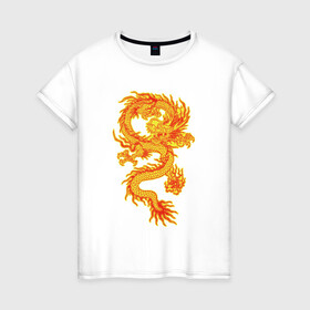 Женская футболка хлопок с принтом Дракон и машина в Тюмени, 100% хлопок | прямой крой, круглый вырез горловины, длина до линии бедер, слегка спущенное плечо | дракон | дракончик | китайский дракон