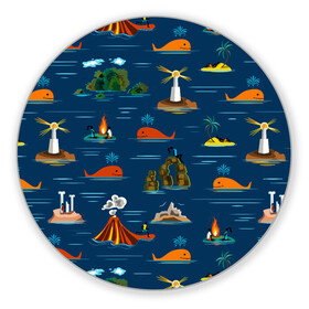 Коврик для мышки круглый с принтом ОСТРОВА в Тюмени, резина и полиэстер | круглая форма, изображение наносится на всю лицевую часть | география | киты | лето | морское | острова | путешествие. отдых | туризм
