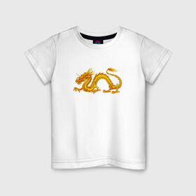 Детская футболка хлопок с принтом Дракон в Тюмени, 100% хлопок | круглый вырез горловины, полуприлегающий силуэт, длина до линии бедер | Тематика изображения на принте: дракон | дракончик | китайский дракон