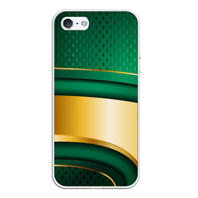 Чехол для iPhone 5/5S матовый с принтом GREEN GOLD 3D в Тюмени, Силикон | Область печати: задняя сторона чехла, без боковых панелей | 3d | 3д | sport | абстракция | линии | паттерн | соты | спортивный стиль | текстуры
