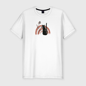 Мужская футболка хлопок Slim с принтом Black Cat в Тюмени, 92% хлопок, 8% лайкра | приталенный силуэт, круглый вырез ворота, длина до линии бедра, короткий рукав | животные | звери | кот | кошка | питомец