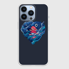 Чехол для iPhone 13 Pro с принтом Ocean heart. Totoro в Тюмени,  |  | catbus | fish | heart | kanta | kusakabe | mei | ocean | ogaki | satsuki | surf | susuvatari | tatsuo | totoro | water | waves | yasuko | вода | волны | канта | котобус | кусакабэ | море | мэй | огаки | океан | прибой | рыба | сацуки | сердце | сусуватари