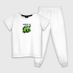 Детская пижама хлопок с принтом Monster Cat в Тюмени, 100% хлопок |  брюки и футболка прямого кроя, без карманов, на брюках мягкая резинка на поясе и по низу штанин
 | monster | zombie | животные | звери | зомби | кот | кошка | монстр | страшный
