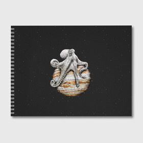 Альбом для рисования с принтом Planetary Octopus в Тюмени, 100% бумага
 | матовая бумага, плотность 200 мг. | galaxy | jupiter | octopus | planet | space | stars | stellar | sun | system | галактика | звездная | звезды | космос | осьминог | планета | система | солнце | юпитер