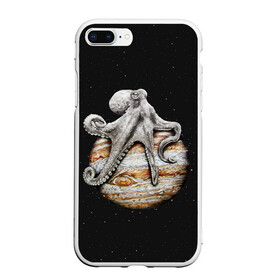 Чехол для iPhone 7Plus/8 Plus матовый с принтом Planetary Octopus в Тюмени, Силикон | Область печати: задняя сторона чехла, без боковых панелей | galaxy | jupiter | octopus | planet | space | stars | stellar | sun | system | галактика | звездная | звезды | космос | осьминог | планета | система | солнце | юпитер