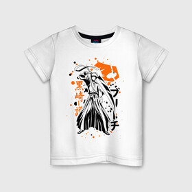 Детская футболка хлопок с принтом Ичиго Куросаки, Bleach в Тюмени, 100% хлопок | круглый вырез горловины, полуприлегающий силуэт, длина до линии бедер | bleach | hollow | ichigo | аниме | блич | ичиго куросаки | манга | маска | пустой
