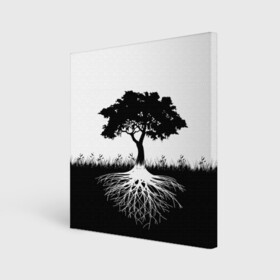 Холст квадратный с принтом ДЕРЕВО ИНЬ-ЯНЬ в Тюмени, 100% ПВХ |  | blackwhite | evil | tree | дерево | добро | зло | инь янь | корни | лес | листья | природа | саванна | узор | черно белое