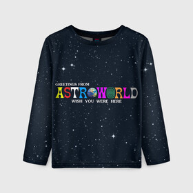 Детский лонгслив 3D с принтом Astroworld в Тюмени, 100% полиэстер | длинные рукава, круглый вырез горловины, полуприлегающий силуэт
 | astroworld | music | travis scott | музыка | трэвис скотт