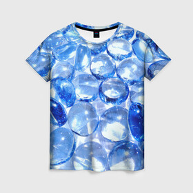 Женская футболка 3D с принтом Абстракция в Тюмени, 100% полиэфир ( синтетическое хлопкоподобное полотно) | прямой крой, круглый вырез горловины, длина до линии бедер | абстрактно | абстрактные | абстрактный | абстракция | блеск | блестящие | камни | камушки | свет | светящиеся | стёкла | стекло | стекляшки