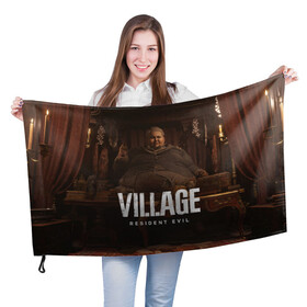 Флаг 3D с принтом RESIDENT EVIL VILLAGE в Тюмени, 100% полиэстер | плотность ткани — 95 г/м2, размер — 67 х 109 см. Принт наносится с одной стороны | resident evil | resident evil 8 village | village | вампиры | димитреску | леди | резидент | эвил