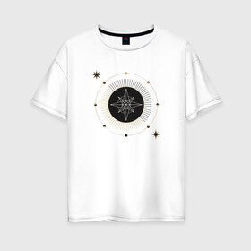 Женская футболка хлопок Oversize с принтом карта таро звезда в Тюмени, 100% хлопок | свободный крой, круглый ворот, спущенный рукав, длина до линии бедер
 | астрология | звезда | карма | карта | космос | магия | мистика | оккультный глаз | планеты | расклад мистическое существо | руны | таро
