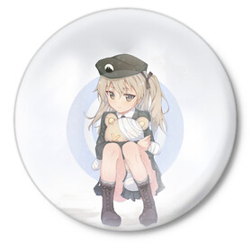 Значок с принтом Girls und Panzer в Тюмени,  металл | круглая форма, металлическая застежка в виде булавки | darjeeling | girls und panzer | girls und panzer правда | дарджилинг | девочки и танки | девушки и танки | катюша | нисидзуми михо | правда | танки