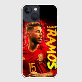 Чехол для iPhone 13 mini с принтом Серхио Рамос, Сборная Испании в Тюмени,  |  | sergio ramos | sr4 | номер 4 | реал мадрид | сборная испании | серхио рамос | футбол | футболист