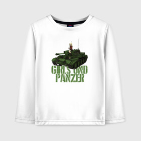 Детский лонгслив хлопок с принтом Girls und Panzer св Глориана в Тюмени, 100% хлопок | круглый вырез горловины, полуприлегающий силуэт, длина до линии бедер | Тематика изображения на принте: darjeeling | girls und panzer | girls und panzer правда | дарджилинг | девочки и танки | девушки и танки | катюша | нисидзуми михо | правда | танки