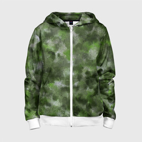 Детская толстовка 3D на молнии с принтом Canvas Green Camo в Тюмени, 100% полиэстер |  манжеты и пояс оформлены широкой мягкой резинкой, двухслойный капюшон со шнурком для регулировки, спереди карманы и застежка-молния
 | Тематика изображения на принте: abstraction | camouflage | canvas | green | камуфляж