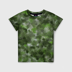 Детская футболка 3D с принтом Canvas Green Camo в Тюмени, 100% гипоаллергенный полиэфир | прямой крой, круглый вырез горловины, длина до линии бедер, чуть спущенное плечо, ткань немного тянется | abstraction | camouflage | canvas | green | камуфляж