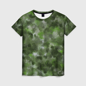 Женская футболка 3D с принтом Canvas Green Camo в Тюмени, 100% полиэфир ( синтетическое хлопкоподобное полотно) | прямой крой, круглый вырез горловины, длина до линии бедер | abstraction | camouflage | canvas | green | камуфляж