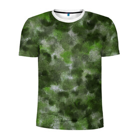 Мужская футболка 3D спортивная с принтом Canvas Green Camo в Тюмени, 100% полиэстер с улучшенными характеристиками | приталенный силуэт, круглая горловина, широкие плечи, сужается к линии бедра | abstraction | camouflage | canvas | green | камуфляж