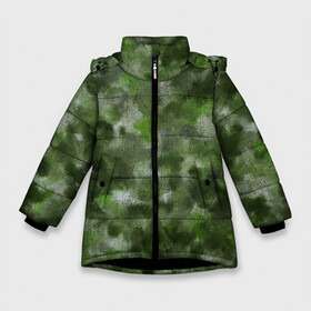 Зимняя куртка для девочек 3D с принтом Canvas Green Camo в Тюмени, ткань верха — 100% полиэстер; подклад — 100% полиэстер, утеплитель — 100% полиэстер. | длина ниже бедра, удлиненная спинка, воротник стойка и отстегивающийся капюшон. Есть боковые карманы с листочкой на кнопках, утяжки по низу изделия и внутренний карман на молнии. 

Предусмотрены светоотражающий принт на спинке, радужный светоотражающий элемент на пуллере молнии и на резинке для утяжки. | abstraction | camouflage | canvas | green | камуфляж