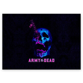 Поздравительная открытка с принтом Армия мертвецов череп и кинжал в Тюмени, 100% бумага | плотность бумаги 280 г/м2, матовая, на обратной стороне линовка и место для марки
 | army of the dead | money | neon | netflix | star | walking dead | zombie | актер | алмазы | армия мертвецов | деньги | доллары | дракс | дэйв батиста | звезда | зомби | казино | кости | кровь | лас вегас | монеты | неон | нетфликс