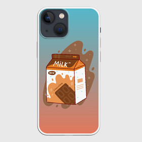 Чехол для iPhone 13 mini с принтом Шоколадное молоко в коробке в Тюмени,  |  | Тематика изображения на принте: еда | коробка | молоко | молочко | персик | персиковое молоко