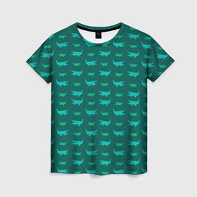 Женская футболка 3D с принтом Крокодилы в Тюмени, 100% полиэфир ( синтетическое хлопкоподобное полотно) | прямой крой, круглый вырез горловины, длина до линии бедер | alligator | crocodile | reptile | аллигатор | крокодил | крокодильчик