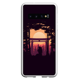 Чехол для Samsung Galaxy S10 с принтом Ниндзя в одиночестве в Тюмени, Силикон | Область печати: задняя сторона чехла, без боковых панелей | Тематика изображения на принте: аниме | закат | ниндзя | пейзаж | япония | японский пейзаж