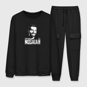 Мужской костюм хлопок с принтом Zizioss Design MOSALAH 11 в Тюмени, 100% хлопок | на свитшоте круглая горловина, мягкая резинка по низу. Брюки заужены к низу, на них два вида карманов: два “обычных” по бокам и два объемных, с клапанами, расположенные ниже линии бедра. Брюки с мягкой трикотажной резинкой на поясе и по низу штанин. В поясе для дополнительного комфорта — широкие завязки | Тематика изображения на принте: basel | champion | chelsea | fifa | lfc | liverpool | mo salah | mohamed salah | mokawloon | roma | soccer | uefa | базель | египет | ливерпуль | лига чемпионов | лфк | мокавлун | мохаммед салах | рома | уефа | фифа | футбол