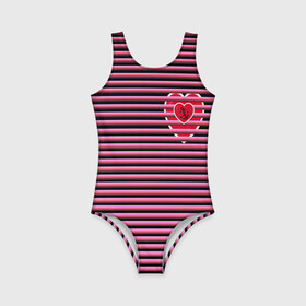 Детский купальник 3D с принтом Розовое лето в Тюмени, Полиэстер 85%, Спандекс 15% | Слитный крой, подклад по переду изделия, узкие бретели | для девушек | лето | полосы | популярные иллюстрации | розовый цвет | сердечки | тельняшка | якорь