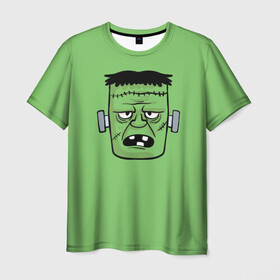 Мужская футболка 3D с принтом Зеленый Франкенштейн в Тюмени, 100% полиэфир | прямой крой, круглый вырез горловины, длина до линии бедер | Тематика изображения на принте: зеленый | монстр | фильмы | франкенштейн | чудовище | шрек