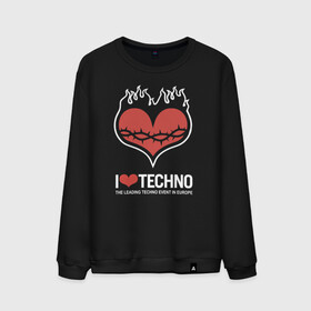 Мужской свитшот хлопок с принтом I love techno в Тюмени, 100% хлопок |  | i love techno | love | techno | техно | я люблю техно