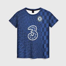 Женская футболка 3D с принтом FC Chelsea | Home Vapor Match Shirt (2021/22) в Тюмени, 100% полиэфир ( синтетическое хлопкоподобное полотно) | прямой крой, круглый вырез горловины, длина до линии бедер | 0x000000123 | chelsea | goalkeeper | stamford bridge | вернер | вратарь | канте | стамфорд бридж | челси