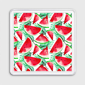 Магнит 55*55 с принтом Арбузное настроение в Тюмени, Пластик | Размер: 65*65 мм; Размер печати: 55*55 мм | арбуз | арт | графика | лето | фрукты | ягоды
