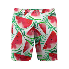 Мужские шорты спортивные с принтом Арбузное настроение в Тюмени,  |  | арбуз | арт | графика | лето | фрукты | ягоды