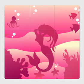 Магнитный плакат 3Х3 с принтом Русалка в Тюмени, Полимерный материал с магнитным слоем | 9 деталей размером 9*9 см | mermaid | в море | морская | подводный | русалка | русалочка | ундина