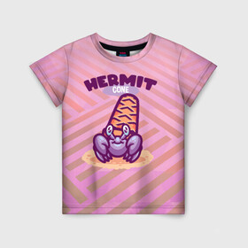 Детская футболка 3D с принтом Hermit cone Отшельник в Тюмени, 100% гипоаллергенный полиэфир | прямой крой, круглый вырез горловины, длина до линии бедер, чуть спущенное плечо, ткань немного тянется | cone | hermit | морские | отшельник | рак | раки